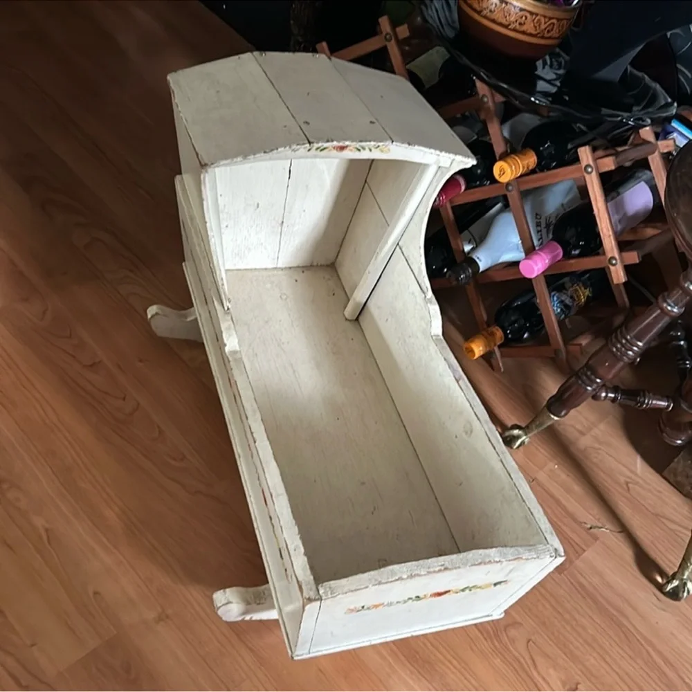Vintage Primitive Wooden Rocking Cradle Bassinet